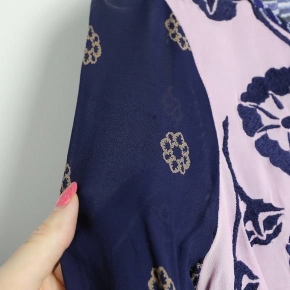 Anthropologie Floreat Rhiannon Peasant Top Bohemian Blouse Blue Embroidered S - Picture 12 of 12